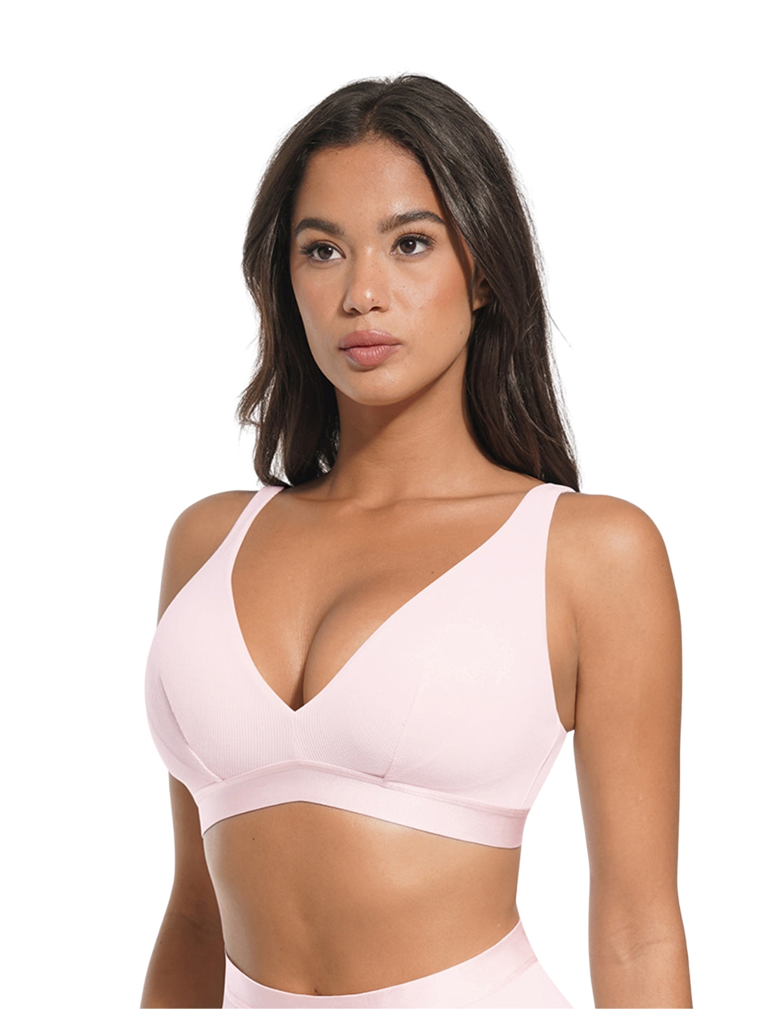 Soutien-gorge côtelé à décolleté en V profond
